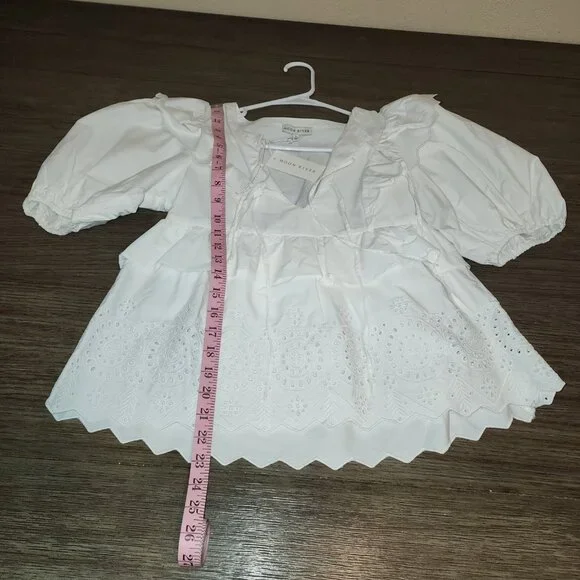 Tuckernuck Moon River White Ruffle Eyelet Top Small - Picture 2 of 9